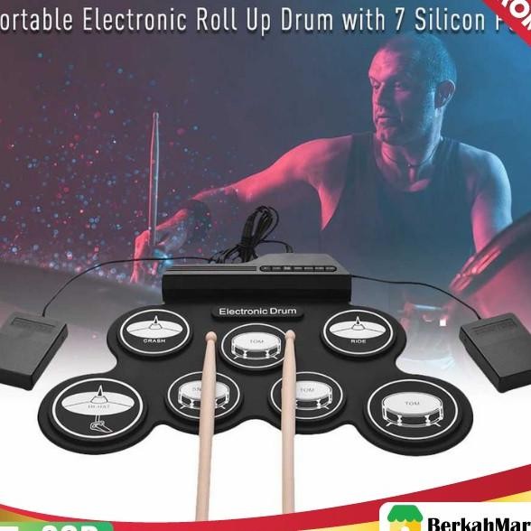Drum Eletrik Electronic Digital Drum Kit 7 Pads Folding Usb Power