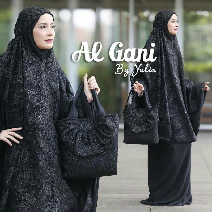 Mukena Sieena Hitam Mewah dan Elegan Brukat Cantik ori by Al Gani
