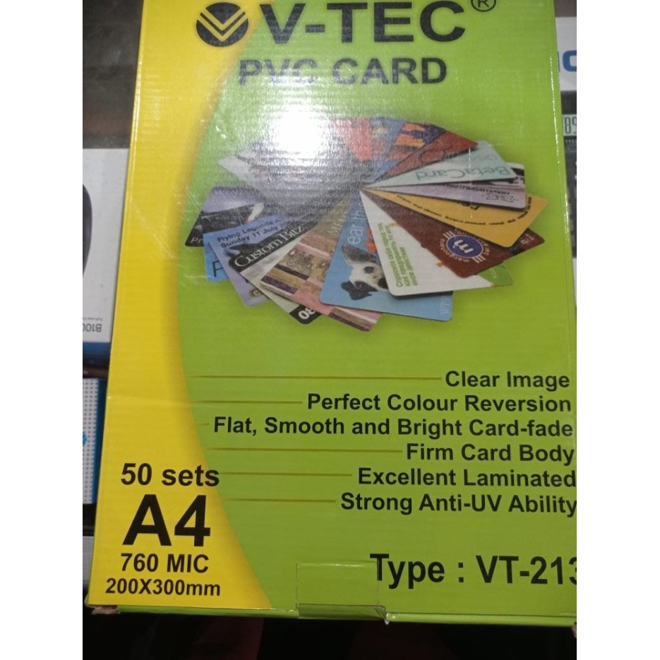 

Terbaru!!! PVC ID CARD V-TEC VT-213 A4 760 MICRON 200X300MM