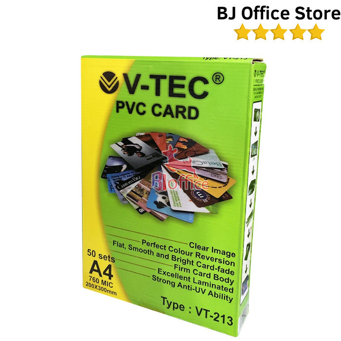 

Terbaru!!! PVC ID Card Putih VT-213 760 MICRON A4 V-TEC / 50 Sheets