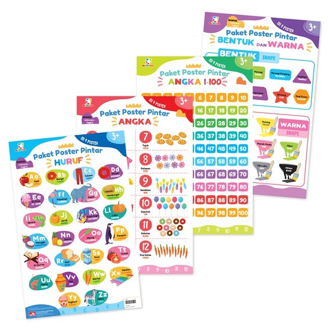 Gramedia Cirebon  - OPREDO PAKET POSTER PINTAR - HURUF, ANGKA, BENTUK DAN WARNA