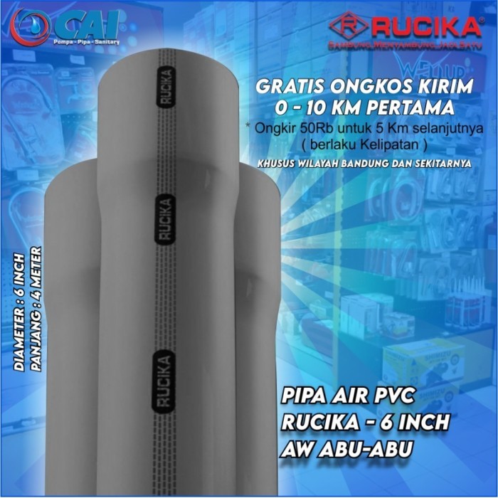 monggo] PIPA AIR PVC - RUCIKA - 6 INCH - AW - ABU