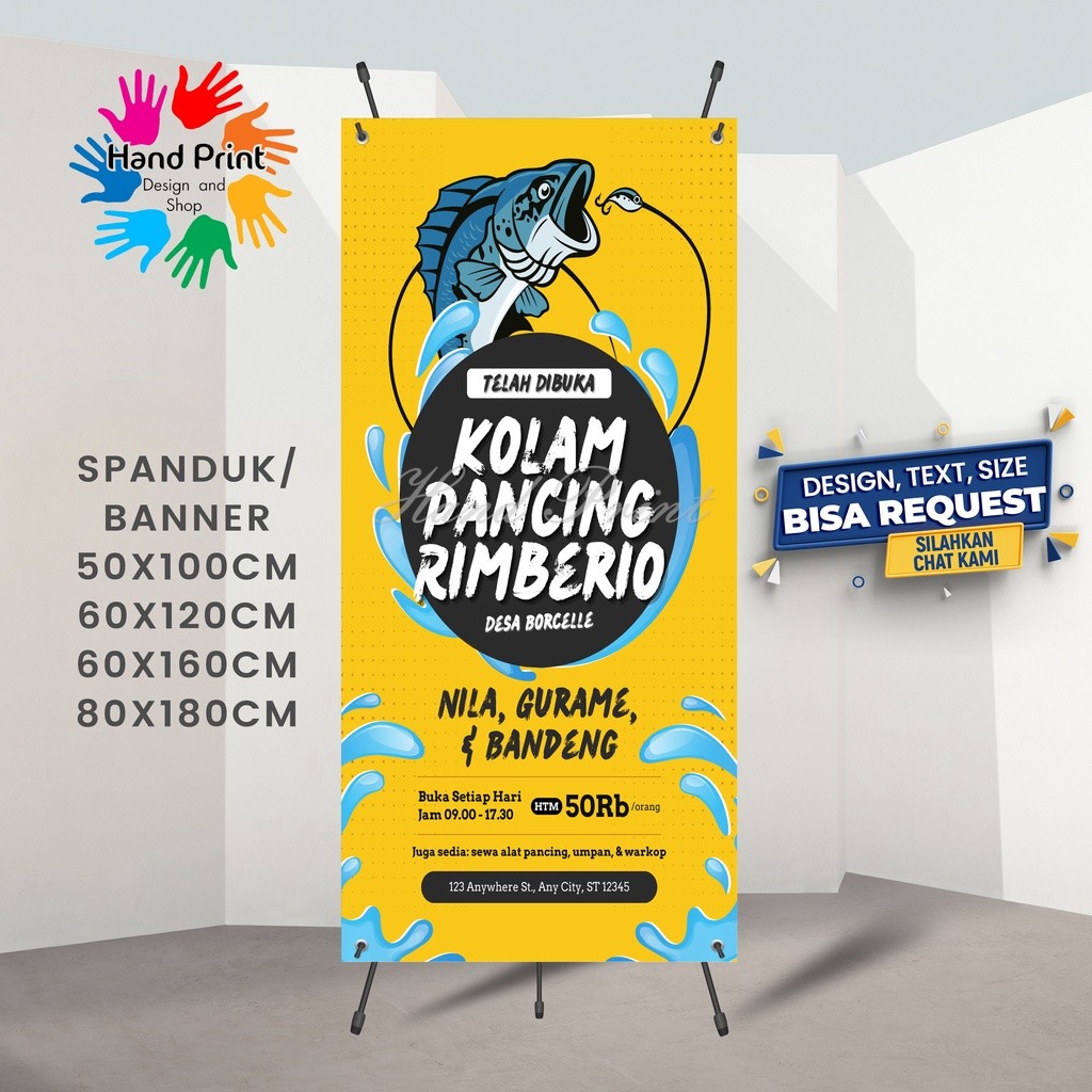 Spanduk Banner MMT Promosi Wisata Kolam Pemancingan Kompetisi Mancing