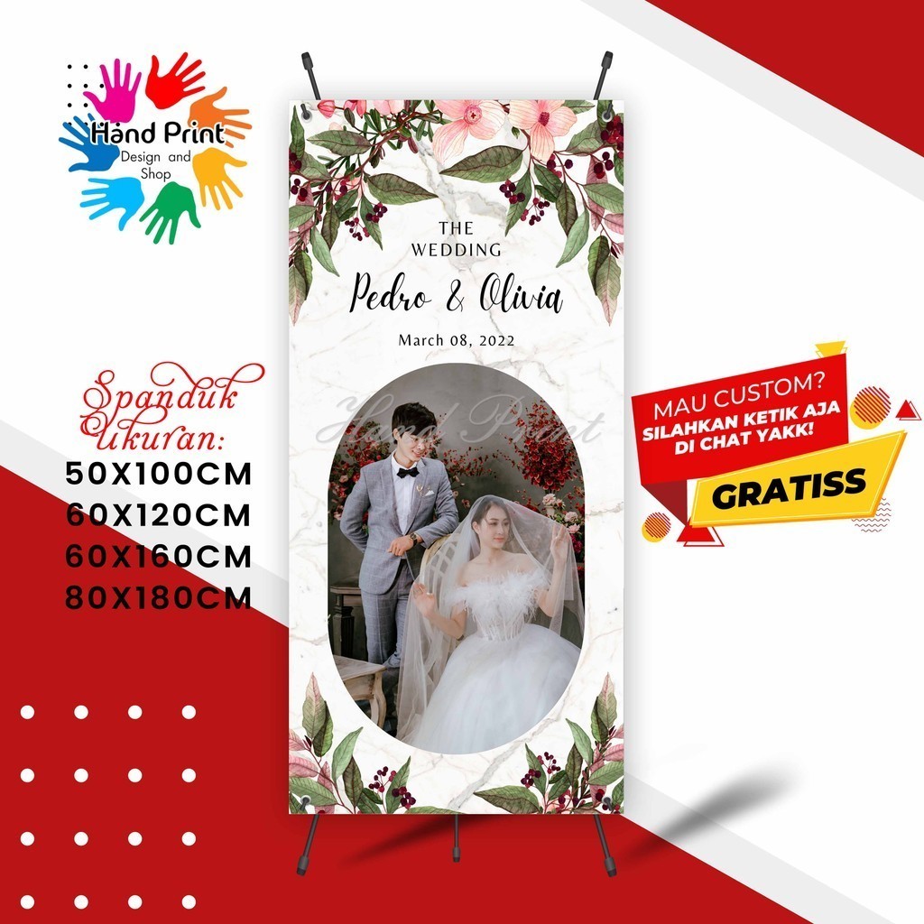 Cetak Spanduk Banner Wedding Selamat Datang Di Pernikahan kami MMT Spanduk Custom 60x160