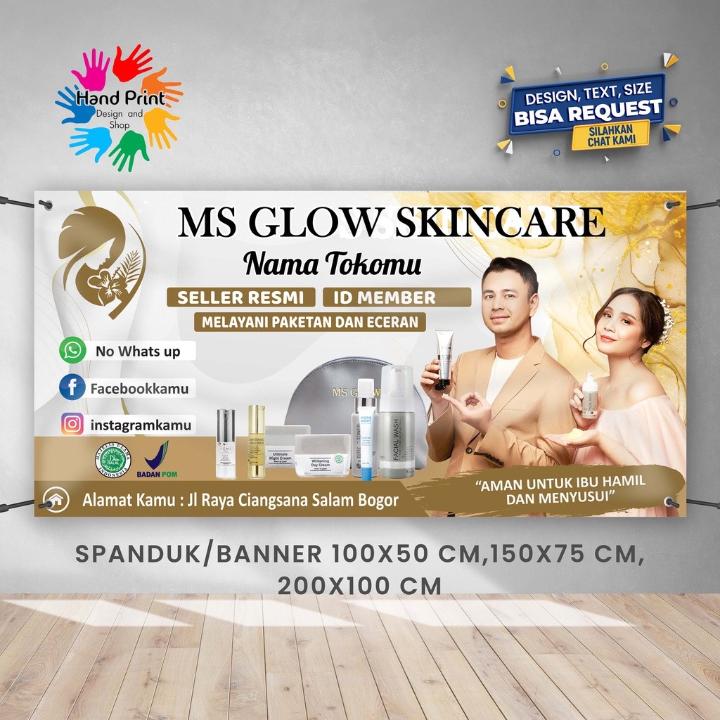 Spanduk Banner Ms Glow Skincare Gold B Gratis Memesan Desain