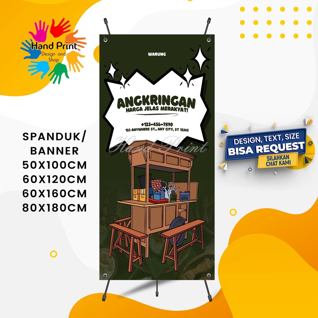 Spanduk Banner MMT Angkringan  Sate Seafood Seblak Ceker Sosis Bakar Bakso Mercon