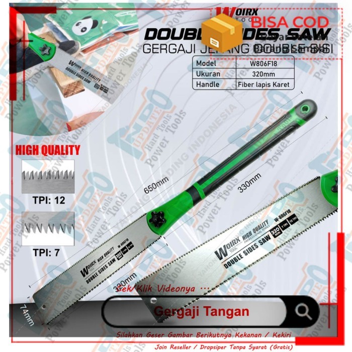 Terlaris Gergaji Jepang Ryoba Double Edge Rip Cut Cross Potong Manual Kayu
