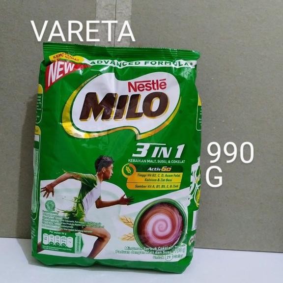 

Nestle MILO 3in1 ACTIV-GO 1kg 1 kg minuman serbuk cokelat dengan MALT dan SUSU 3 in 1 Activ go