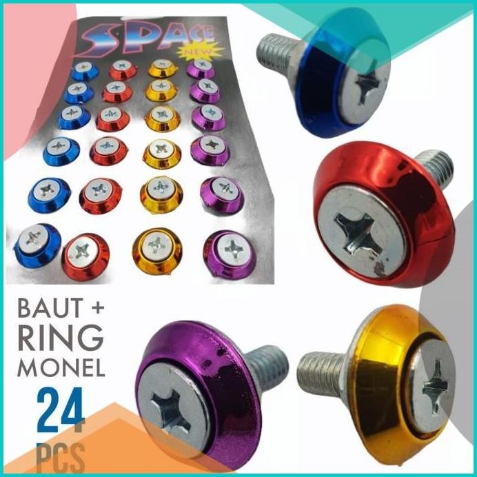 Baut Variasi +Ring Monel + Baut Mur (24Pcs) Variasi Motor Ring Monel 8