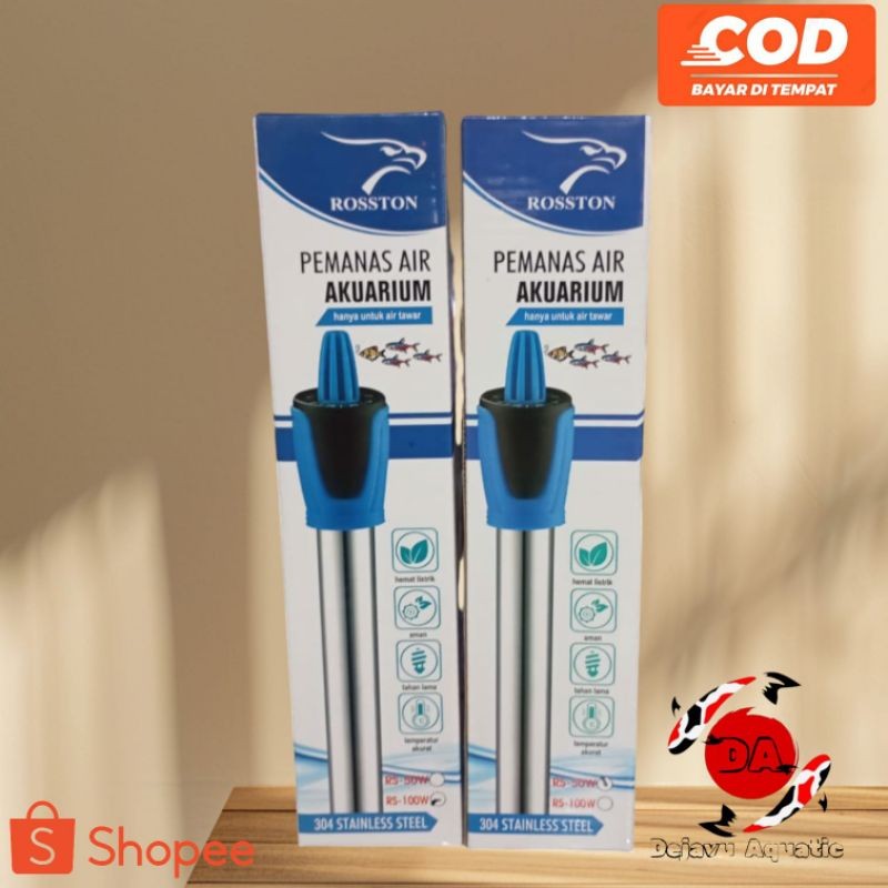 HeaterStainles Rosston50 Watt/100 Watt /Heater Pemanas Aquarium