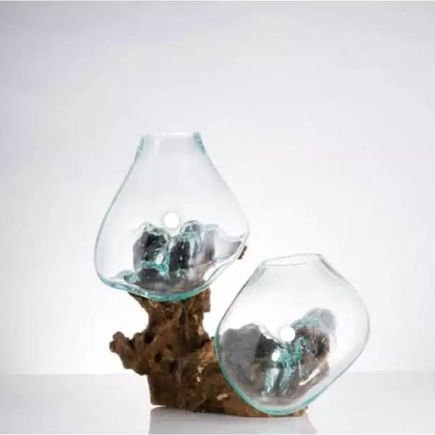 double pot kaca tiup vas bunga kaca aquascape aquarium cupang BS01