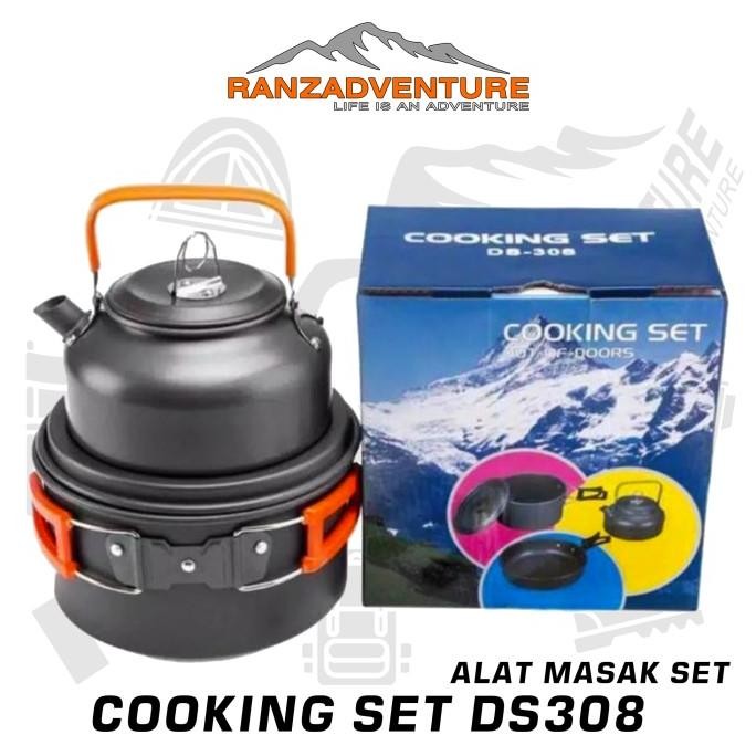 TERBARU cooking set ds308 alat masak camping satu set + teko ds-308 outdoor