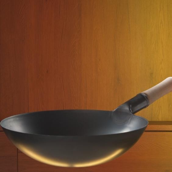Wajan Carbon Steel Wok Single Handle Seasoned