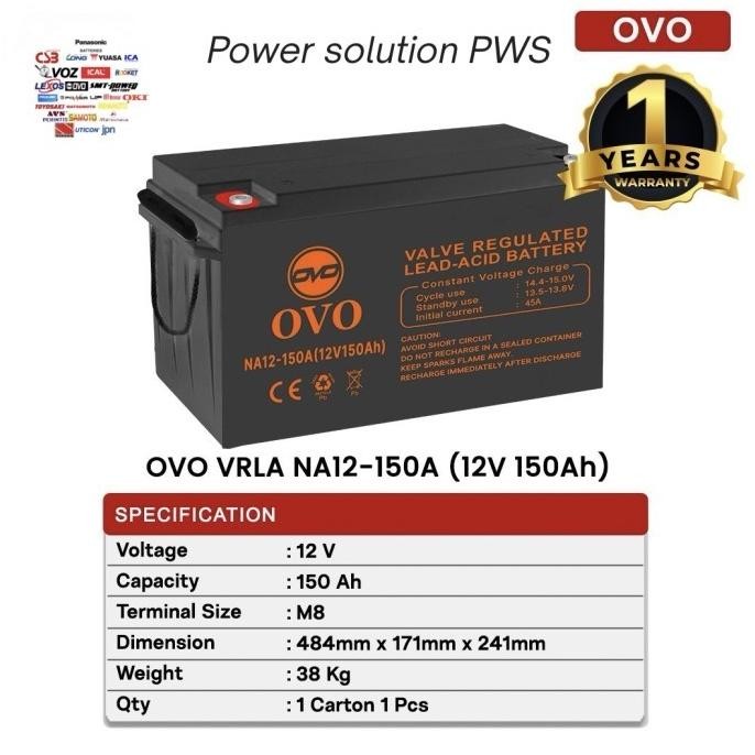 Baterai UPS 12v 150 Ah. Accu Aki Baterai Kering Battery vrla 12V 150 Ah NA 12-150 A