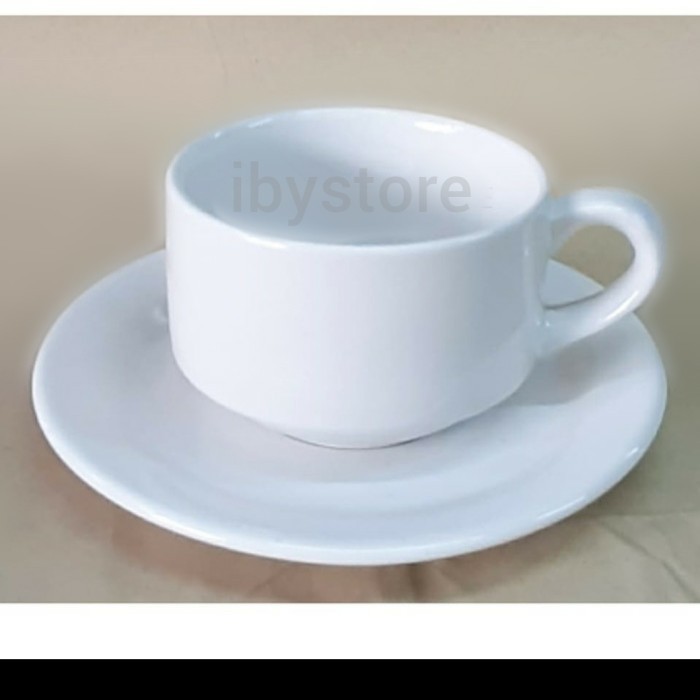 Terlaris Cangkir Set Putih Polos/ Coffe Set Keramik Putih