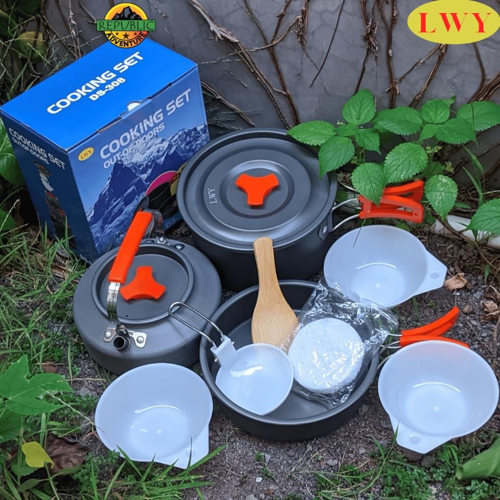 Paling Murah ALAT MASAK CAMPING DS 308 COOKING SET DS 308 | FRYING PAN TENDAKI | TEKO TENDAKI | TEKO