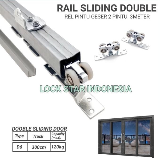 Rel Sliding 2 Pintu / Rel Pintu Geser 3Meter Double Door