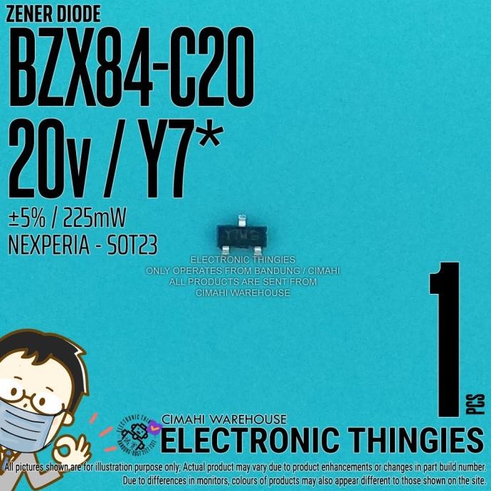 (8) BZX84-C20 SOT23 NEXPERIA ZENER Y7* 20V 5% Y7 DIODE DIODA SMD thingie43 Murah