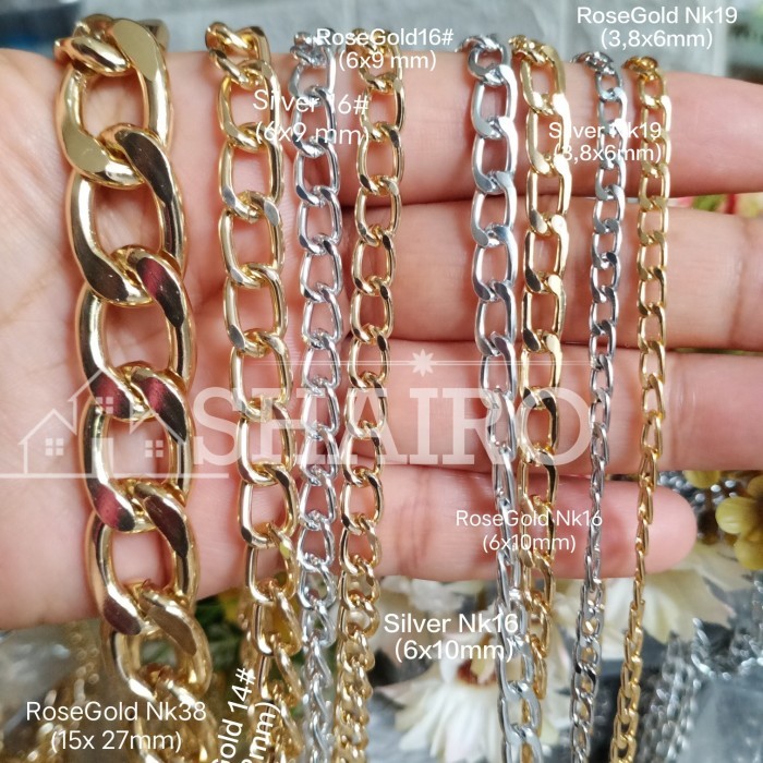 TERMURAH Rantai Variasi (permeter) Anti Karat / Rantai Bahan Kalung tas gelang