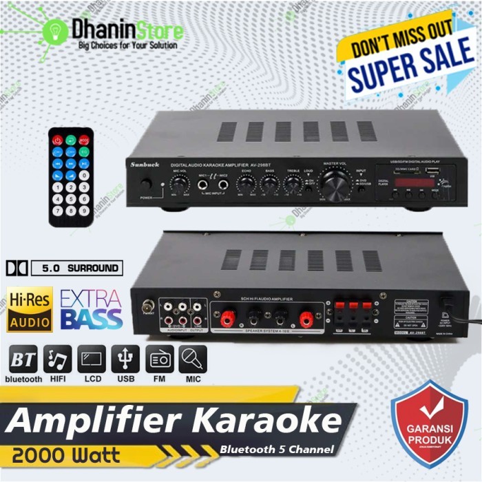 Terlaris!! Power Amplifier Ampli Bluetooth Karaoke 5 Channel Surround 2000 Watt