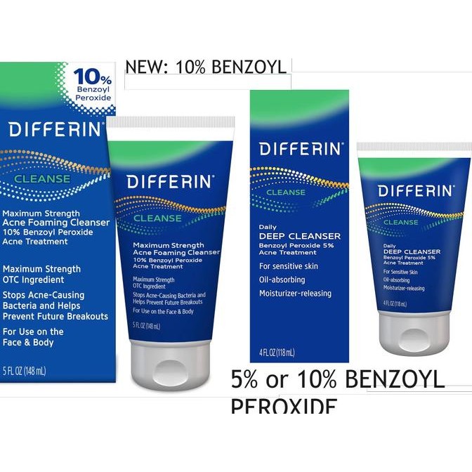 Differin Daily Deep Cleanser Acne Fash Wash Benzoyl Peroxide Sensitive _ Original