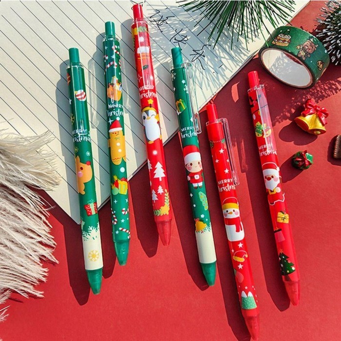 

Vee Espo 6Pcs /Set Gel Pen Set Perlengkapan Kantor Sekolah Hadiah Natal