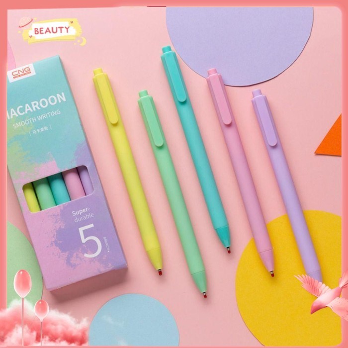 

Vee Beauty 5Pcs/Set Pena Gel Perlengkapan Kantor Sekolah Alat Tulis Press