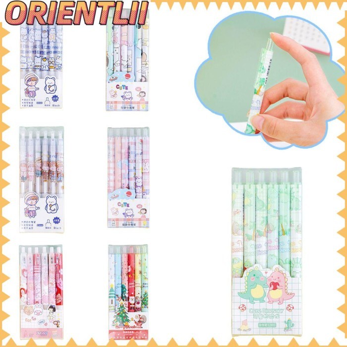 

Vee Orientlii 6Pcs/Set Gel Pen Sekolah Lucu Perlengkapan Menulis Siswa