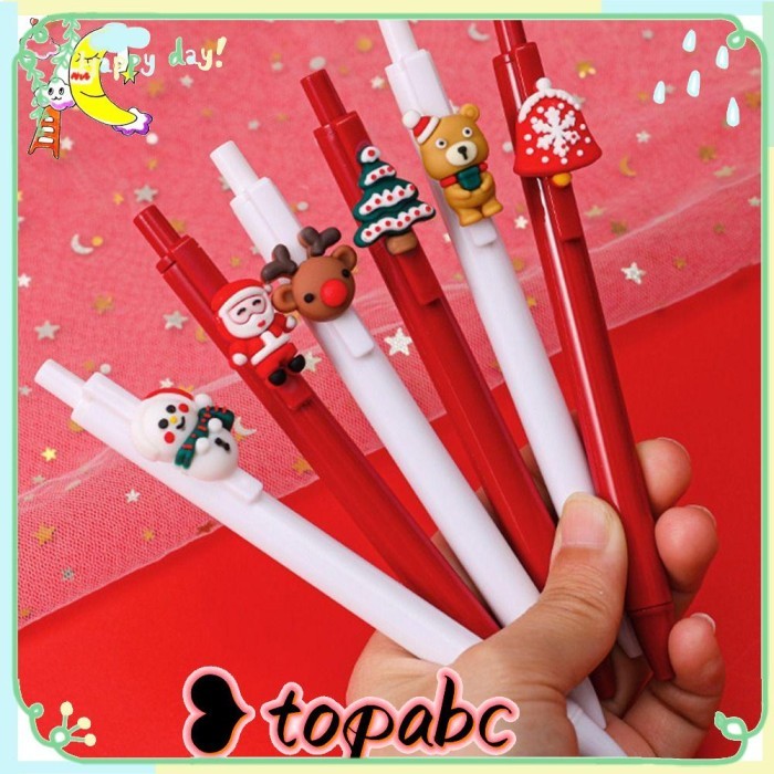 

Vee Top 6Pcs/Set Gel Pen Set Perlengkapan Kantor Sekolah Hadiah Natal