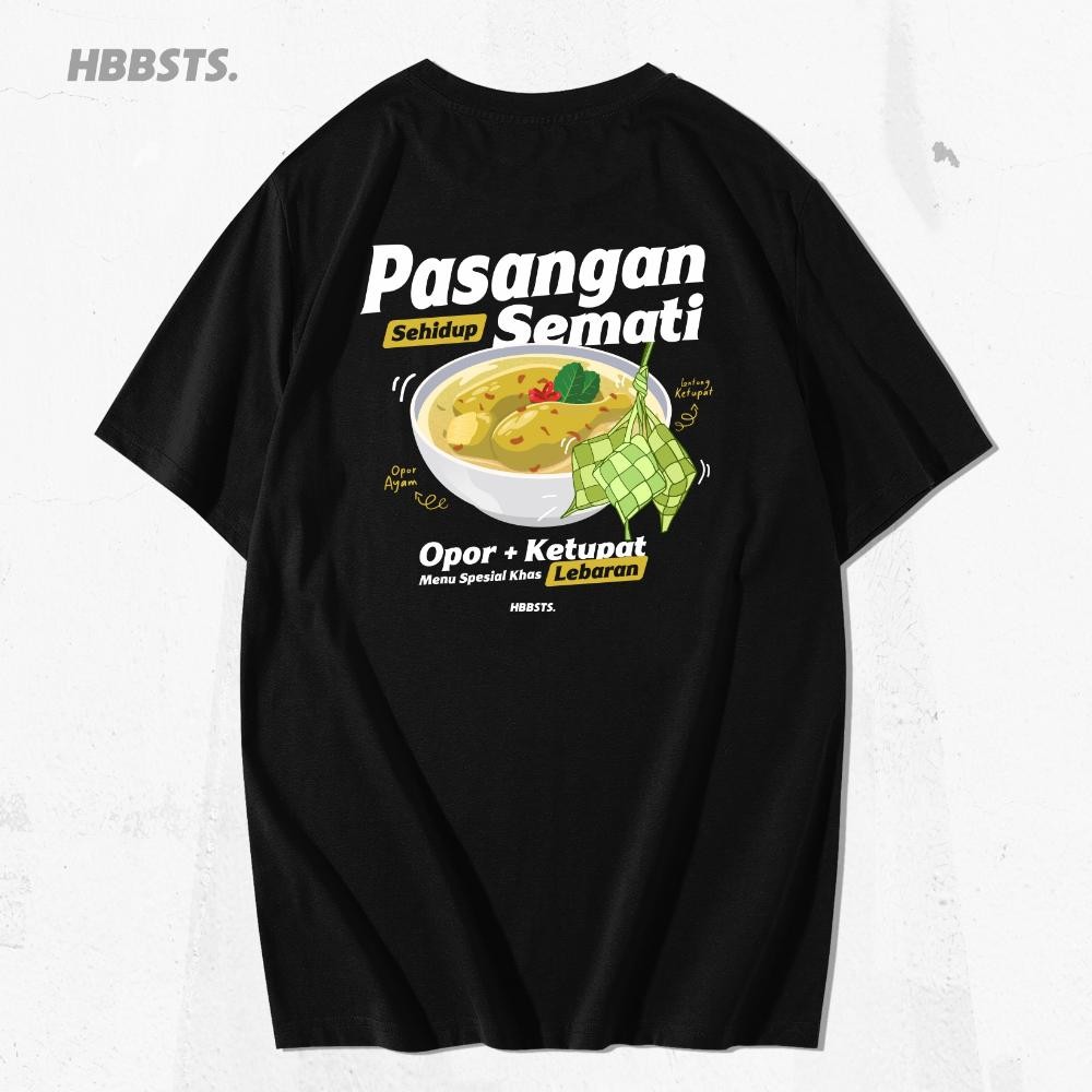 Terlaris Hobbies Tees T-Shirt Lebaran Opor + Ketupat Black Kaos Distro Casual Kaos Lebaran