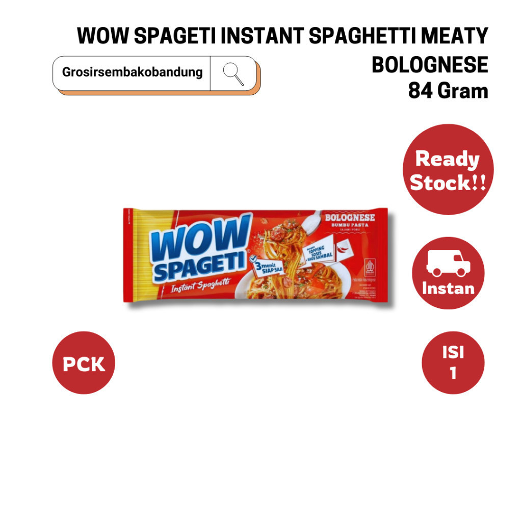 

WOW SPAGETI INSTANT SPAGHETTI MEATY BOLOGNESE PCK 84g - 1 Pcs - Kota Bandung