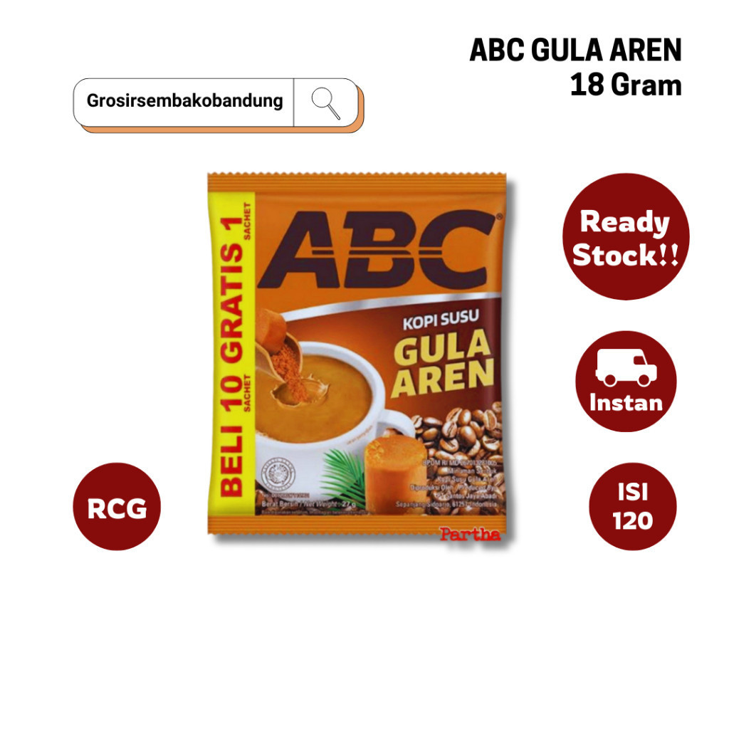 

ABC KOPI SUSU INSTANT GULA AREN RCG 10x27g - 1 Dus - Kota Bandung