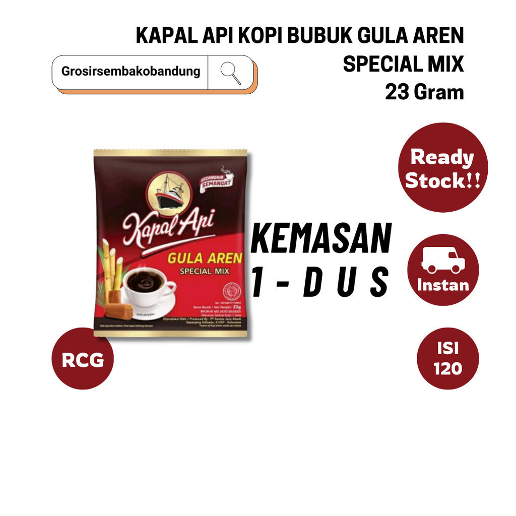 

KAPAL API KOPI BUBUK GULA AREN SPECIAL MIX RCG 10X23g - 1 DUS KOTA BANDUNG