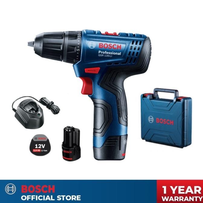 BOSCH GSR 120 BOR BESI CORDLESS 12V - 2 BATERAI ORIGINAL DAN TERPERCAYA
