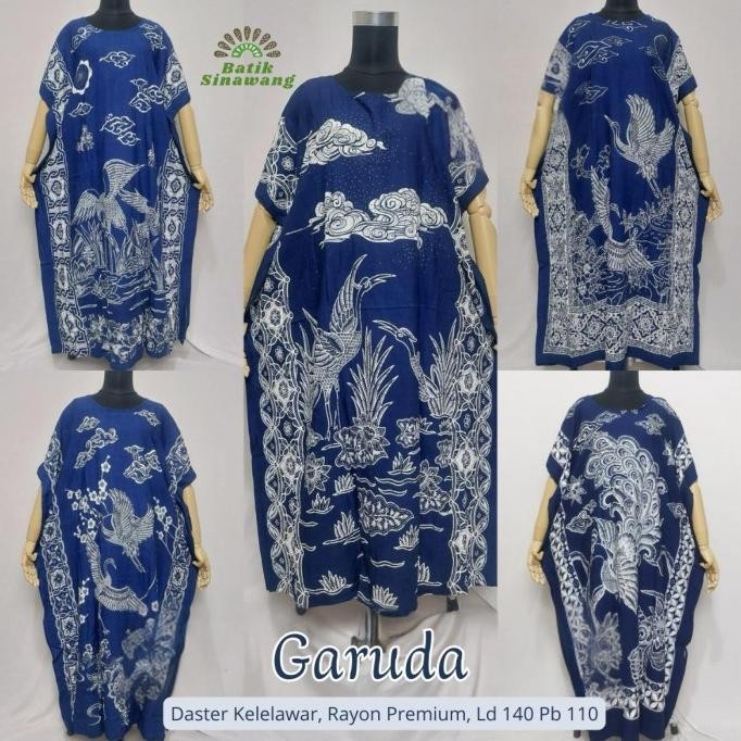 Daster Batik Kelelawar Jumbo "CEMPAKA NAVY" Bahan Rayon Super Premium