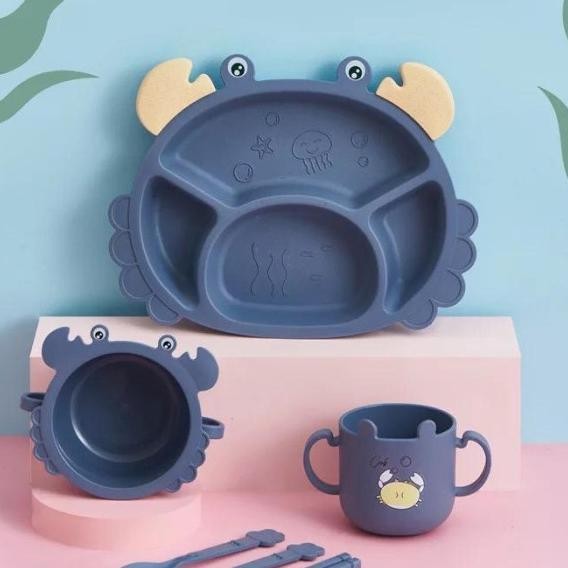 Set Tempat Makan Anak Kepiting Lucu Rerlengkapan Makan Anak Mpasi Lucu