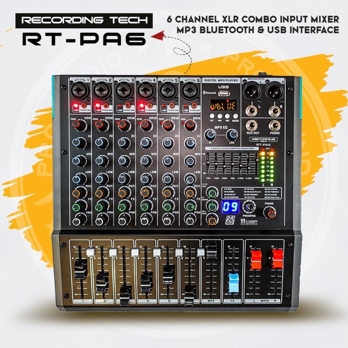 Mixer Audio Professional Recording Tech RT-PA6 6 XLR RTPA6 - RT PA6