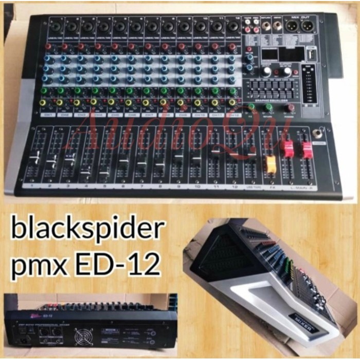 Power Mixer Blackspider ED12 Bluetooth 12 Channel Black Spider ED 12