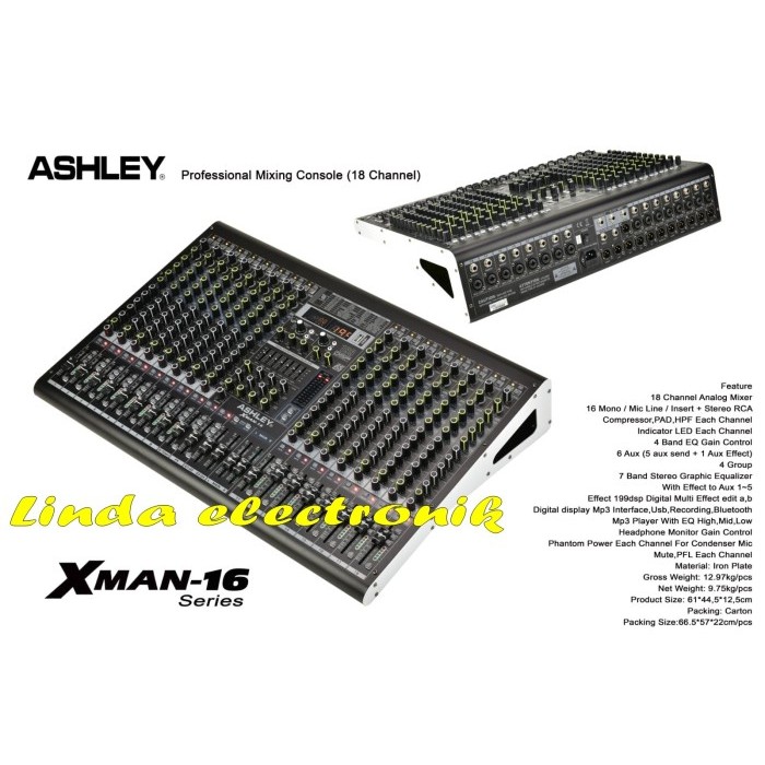 mixer ashley xman 16 16 channel original ashley xman16