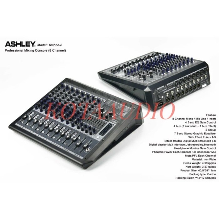 BARU DAN BAGUS MIXER AUDIO ASHLEY TECHNO 8 ORIGINAL TECHNO8 8 CHANNEL