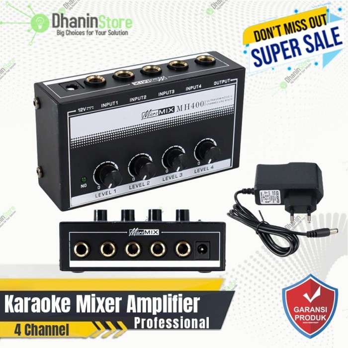 Mixer Mixser Mikser Audio Mini Karaoke Mic Gitar 4 Channel Sound