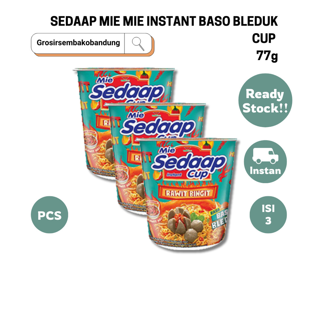

SEDAAP MIE MIE INSTANT BASO BLEDUK CUP 77g - 3 Pcs - Kota Bandung