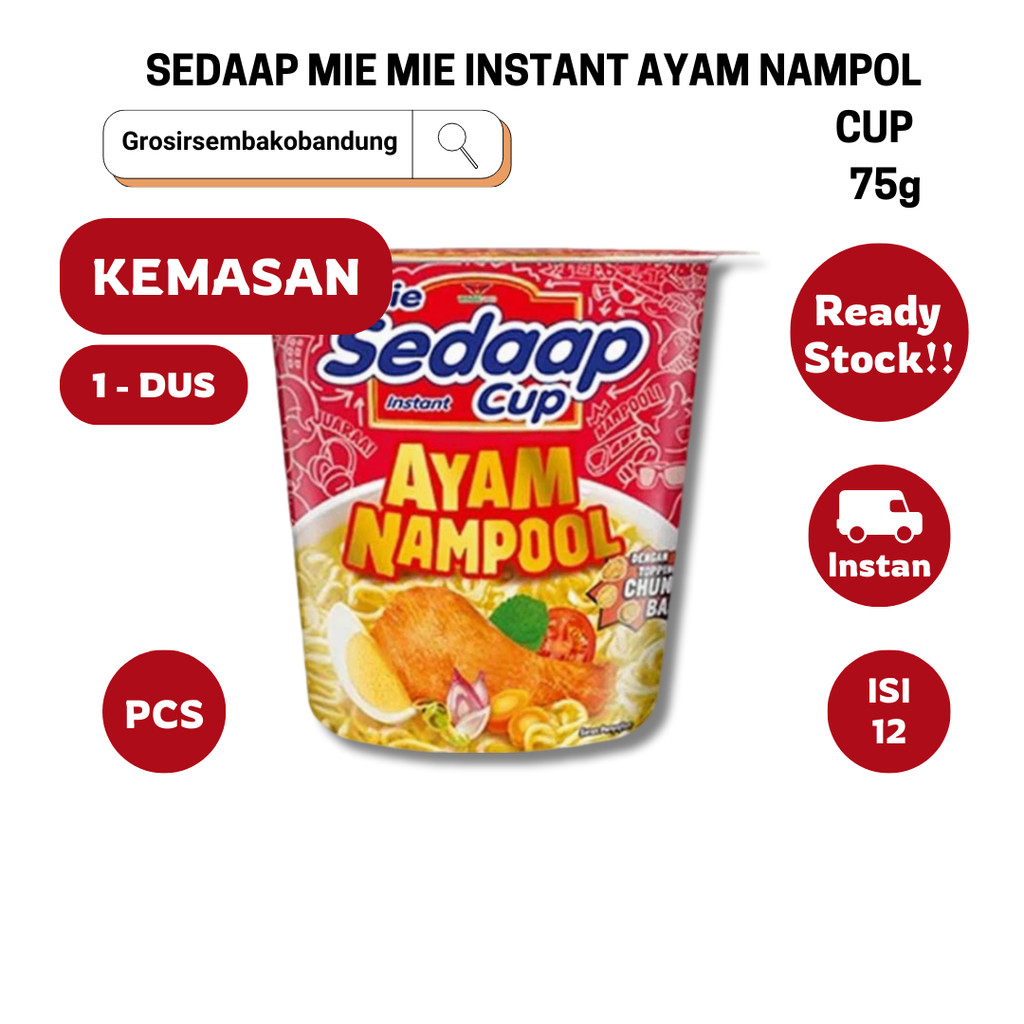 

SEDAAP MIE MIE INSTANT AYAM NAMPOL CUP 75g - 1 Dus - Kota Bandung