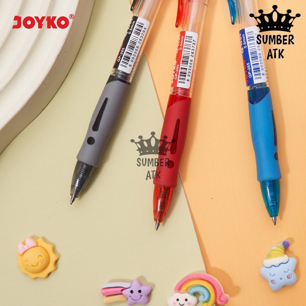 

MILIKI SEGERA GEL PEN JOYKO GP-265 BLACK / BLUE / RED Q 1 LUSIN / 1 BOX / 12 PCS GEL 0.5 MM PULPEN