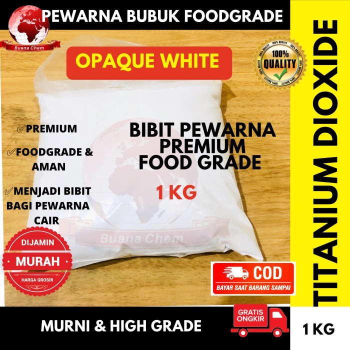 

Titanium Dioxide Food Grade 1KG/ Opaque White / Pewarna Makanan Bubuk