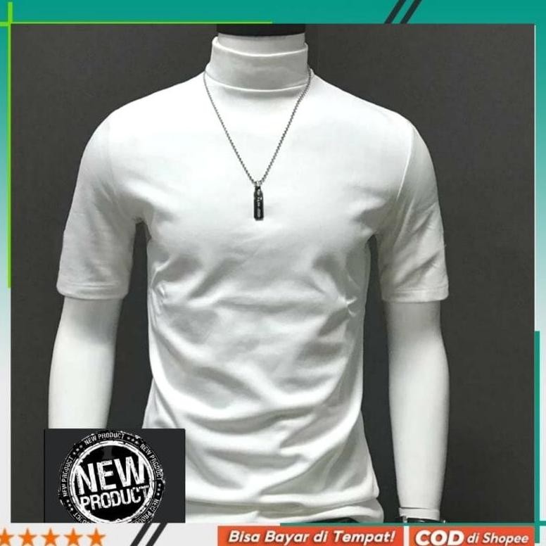 Promo Kaos Turtleneck Pria Size Jumbo/Big Lengan Pendek / Atasan Pria/ Kaos Distro Pria/ Kaos Kerah 