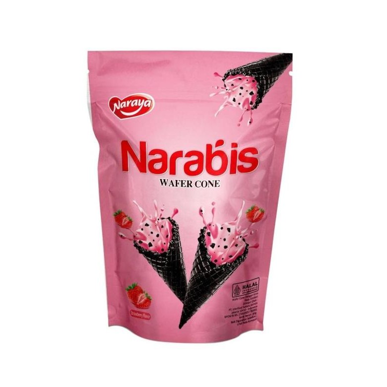 

Naraya Narabis Wafer Cone 80gr Halal Cream Strobery Coklat Chocolate Snack Wafer Dengan Krim Coklat Dan Strobery