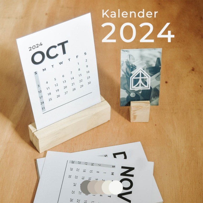 

Grosir Kalender Meja Minimalis 2024 aesthetic + dudukan kayu | desk calendar | by Ruangmu Project Elegan