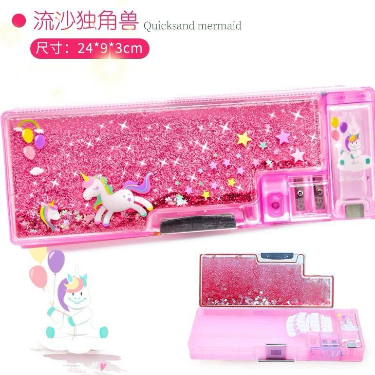 

PROMO Kotak Pensil Magnet Glitter Air / Tempat Pensil karakter 2 sisi jg-8
