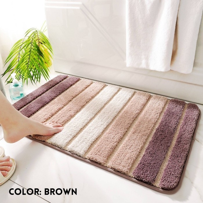 KOKOMI Keset Premium Hideki 40x60cm Bathmat Keset Kamar Mandi Anti Sl - BROWN